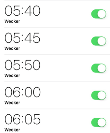 iPhone Wecker, alle 5-10 Minuten 